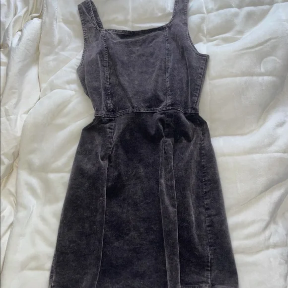 NEVER BEFORE WORN! Black Button Up Corduroy Dress - Picture 3 of 3